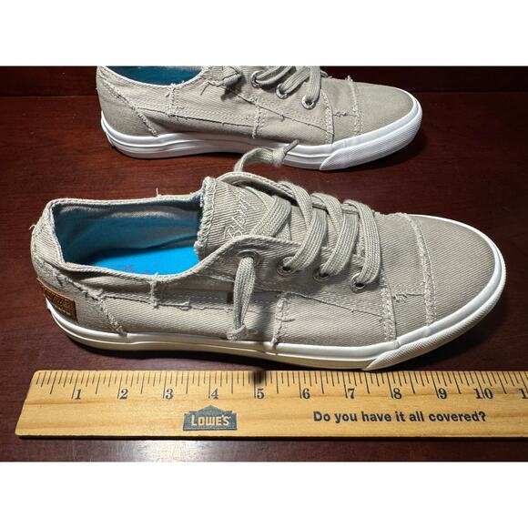 Blowfish Malibu Tan Cotton Uppers Lace Up Distressed Sneakers Women's Size 9.5 - Picture 7 of 8